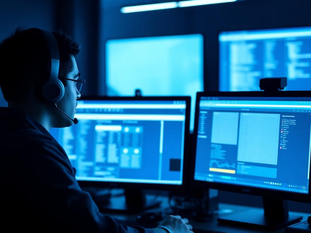 Analista de Service Desk da BTRC acompanhando chamados em monitores